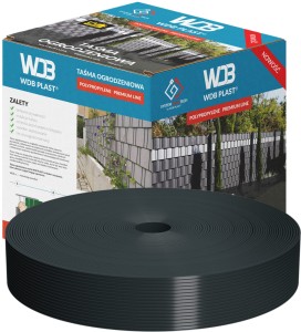 Taśma ogrodzeniowa 47,5 mm x 50 m PP - antracyt WDB PLAST