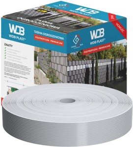 Taśma ogrodzeniowa 47,5 mm x 50 m POLIPROPYLEN - szara WDB PLAST