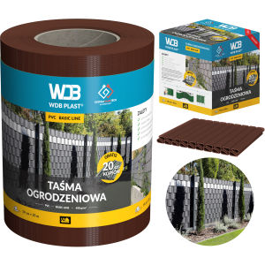Taśma ogrodzeniowa 19cm x 35m brązowa 450g WDB PLAST