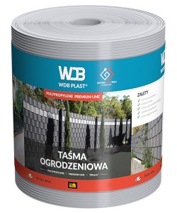 Taśma ogrodzeniowa POLIPROPYLEN 19 cm x 26 m - szara WDB PLAST
